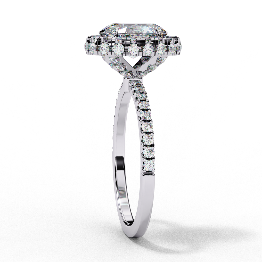 Oval Cut Moissanite Engagement Ring With Pave Halo