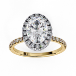 Load image into Gallery viewer, Oval Cut Moissanite Engagement Ring With Pave Halo
