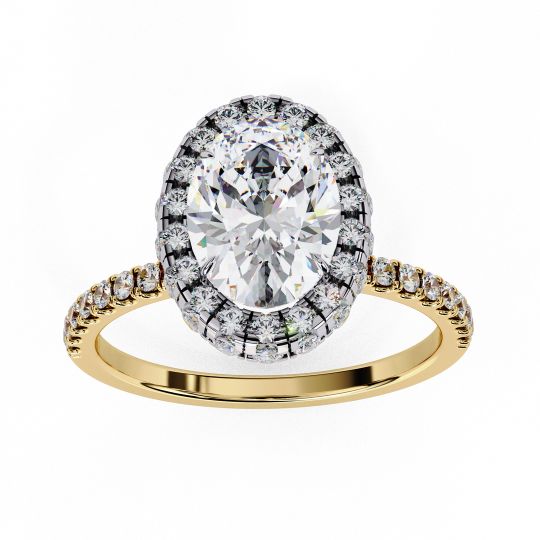 Oval Cut Moissanite Engagement Ring With Pave Halo