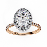 Load image into Gallery viewer, Oval Cut Moissanite Engagement Ring With Pave Halo
