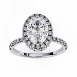 Load image into Gallery viewer, Oval Cut Moissanite Engagement Ring With Pave Halo
