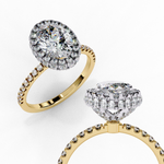 Load image into Gallery viewer, Oval Cut Moissanite Engagement Ring With Pave Halo
