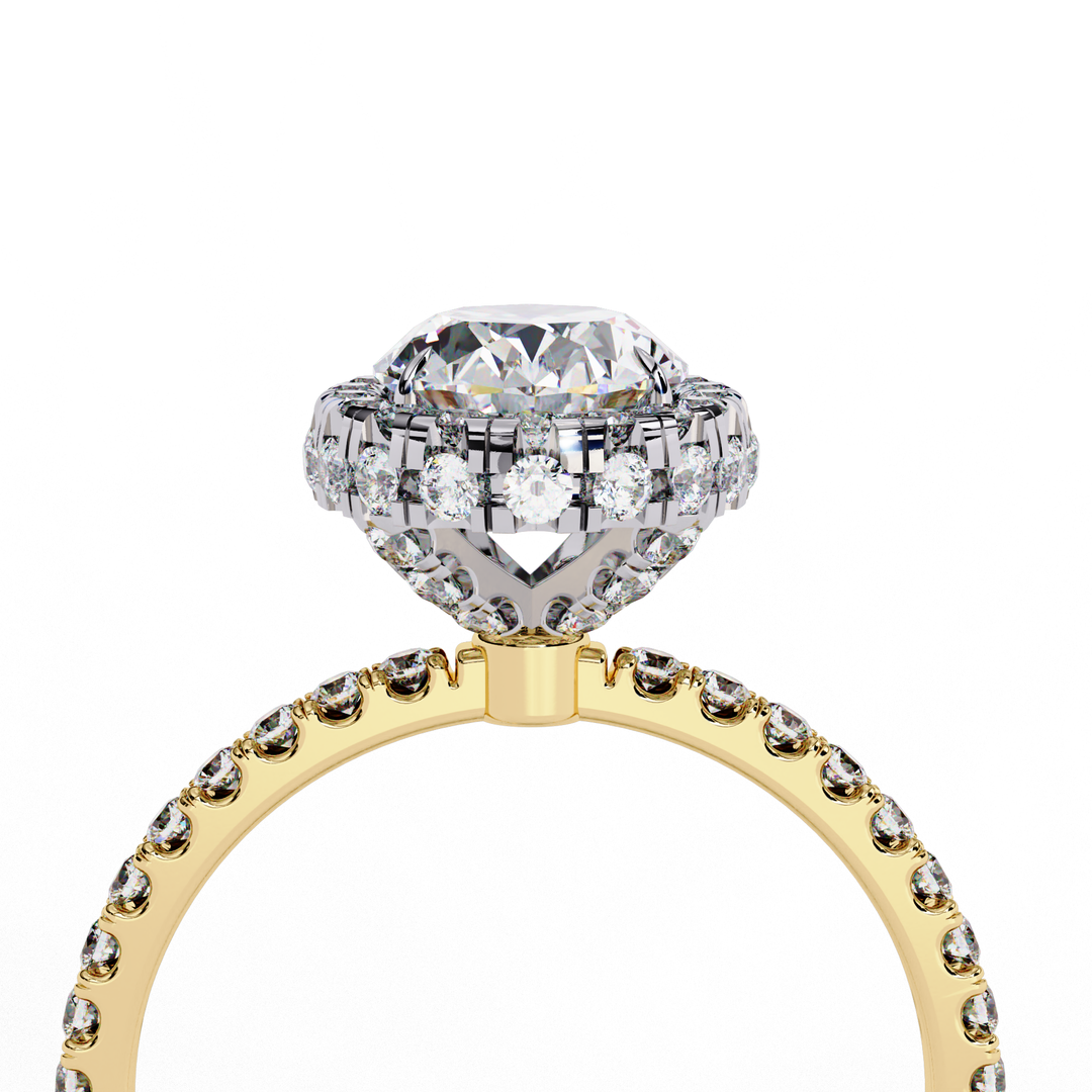 Oval Cut Moissanite Engagement Ring With Pave Halo