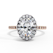 Pave Halo Oval Moissanite Engagement Ring