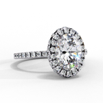 Load image into Gallery viewer, Oval Cut Moissanite Engagement Ring With Pave Halo
