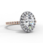 Load image into Gallery viewer, Oval Cut Moissanite Engagement Ring With Pave Halo
