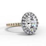 Load image into Gallery viewer, Oval Cut Moissanite Engagement Ring With Pave Halo
