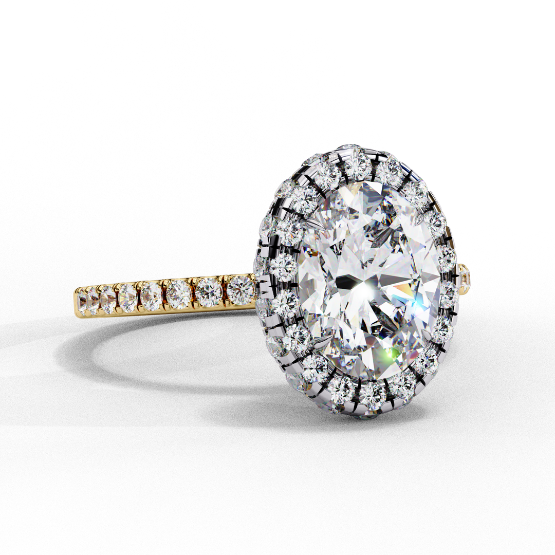 Oval Cut Moissanite Engagement Ring With Pave Halo