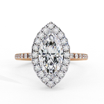 Load image into Gallery viewer, Marquise Cut Moissanite Engagement Ring With Pave Halo

