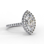 Load image into Gallery viewer, Marquise Cut Moissanite Engagement Ring With Pave Halo
