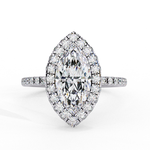 Load image into Gallery viewer, Marquise Cut Moissanite Engagement Ring With Pave Halo
