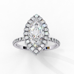 Load image into Gallery viewer, Marquise Cut Moissanite Engagement Ring With Pave Halo
