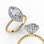 Load image into Gallery viewer, Marquise Cut Lab Grown Diamond Engagement Ring With Pave Halo
