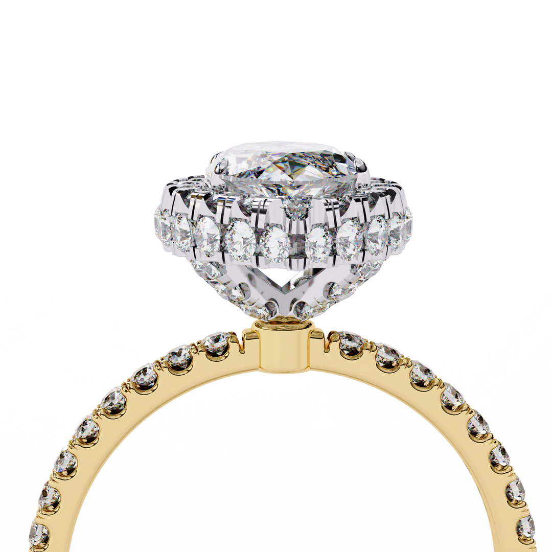 Marquise Cut Moissanite Engagement Ring With Pave Halo