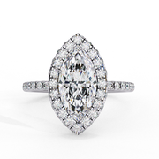 Marquise Cut Moissanite Ring with Pave Halo
