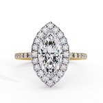 Load image into Gallery viewer, Marquise Cut Moissanite Engagement Ring With Pave Halo
