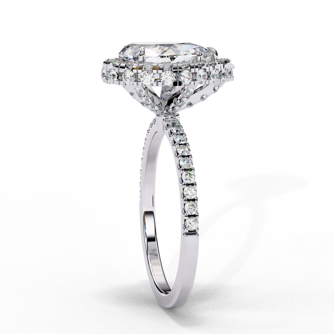 Pear Cut Moissanite Engagement Ring With Double Halo