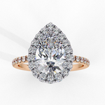 Load image into Gallery viewer, Pear Cut Lab Grown Diamond Engagement Ring With Double Halo
