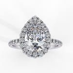 Load image into Gallery viewer, Pear Cut Lab Grown Diamond Engagement Ring With Double Halo
