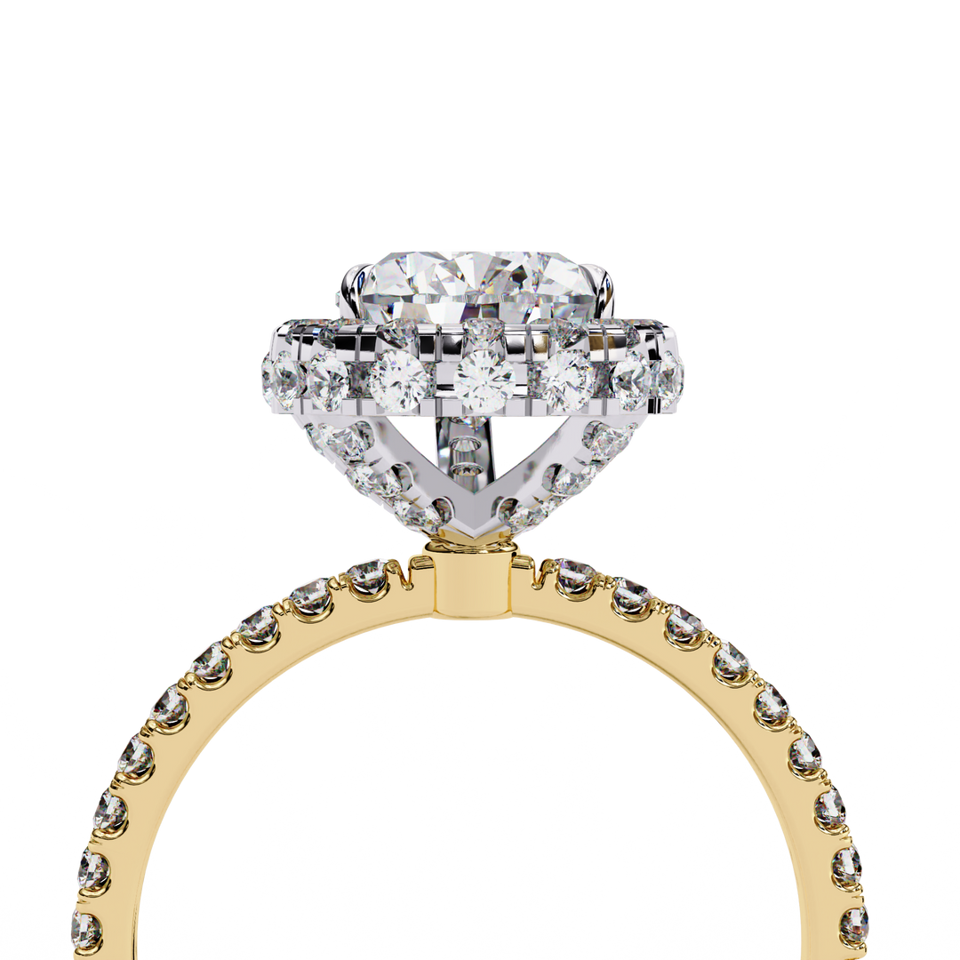 Pear Cut Lab Grown Diamond Engagement Ring With Double Halo