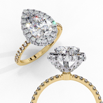 Load image into Gallery viewer, Pear Cut Lab Grown Diamond Engagement Ring With Double Halo
