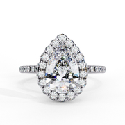 Pear Cut Moissanite Ring with Double Halo
