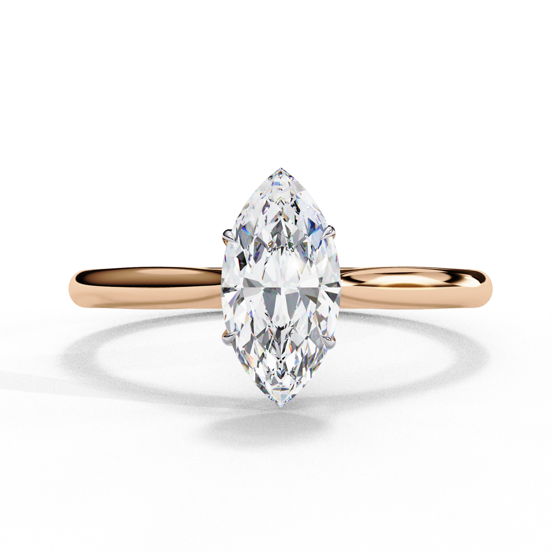 Solitaire Marquise Cut Moissanite Engagement Ring