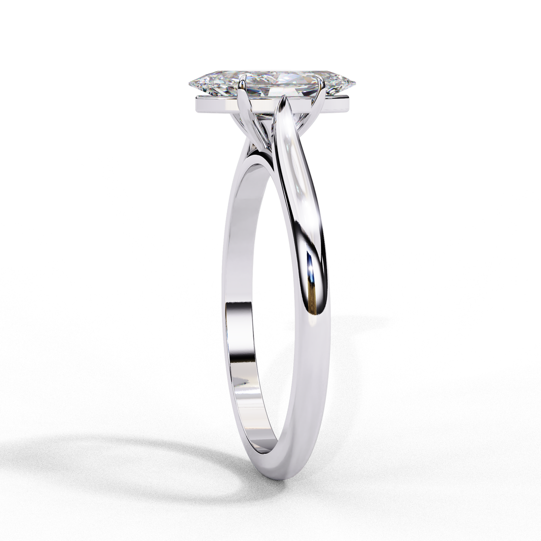 Solitaire Marquise Cut Moissanite Engagement Ring
