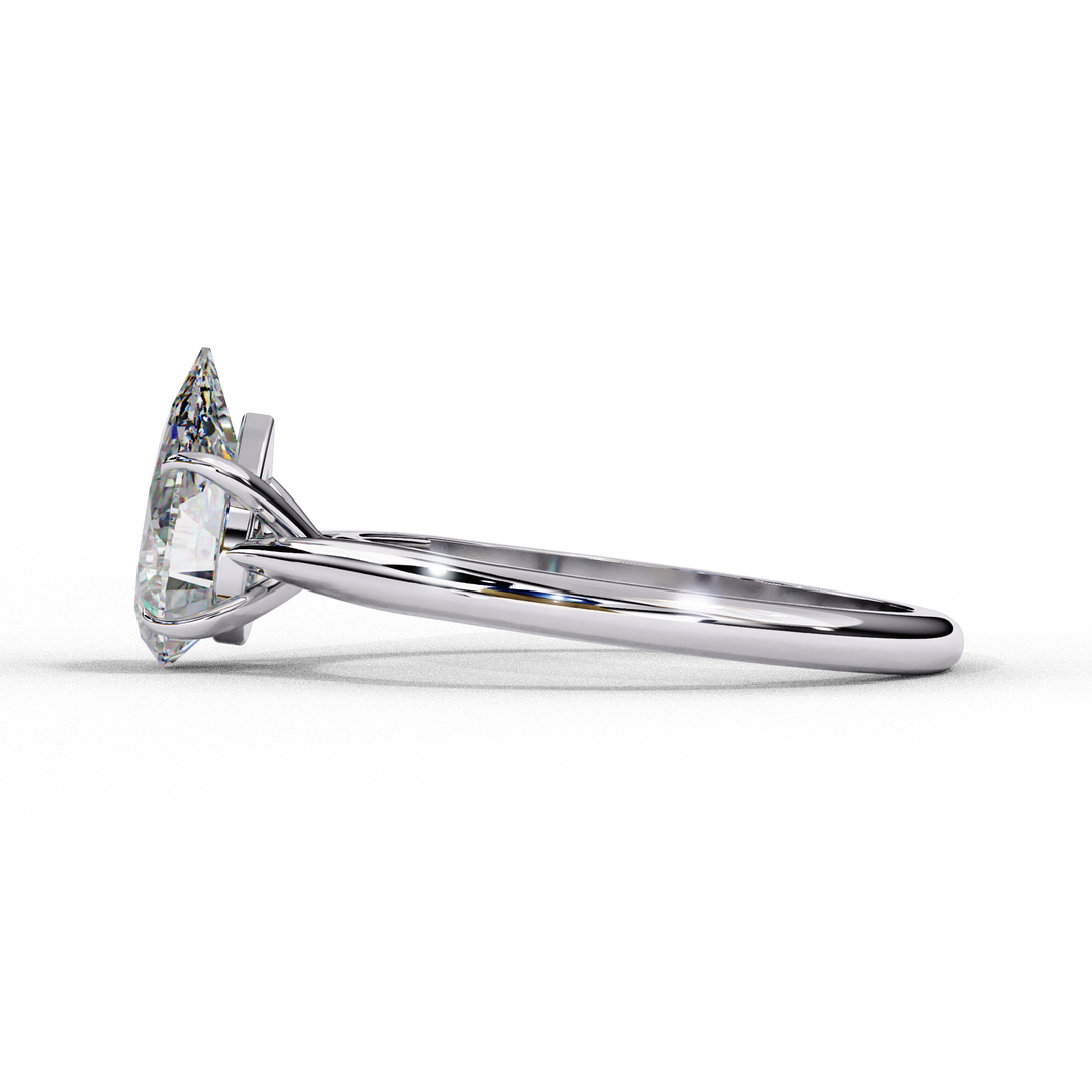Solitaire Pear Cut Moissanite Engagement Ring