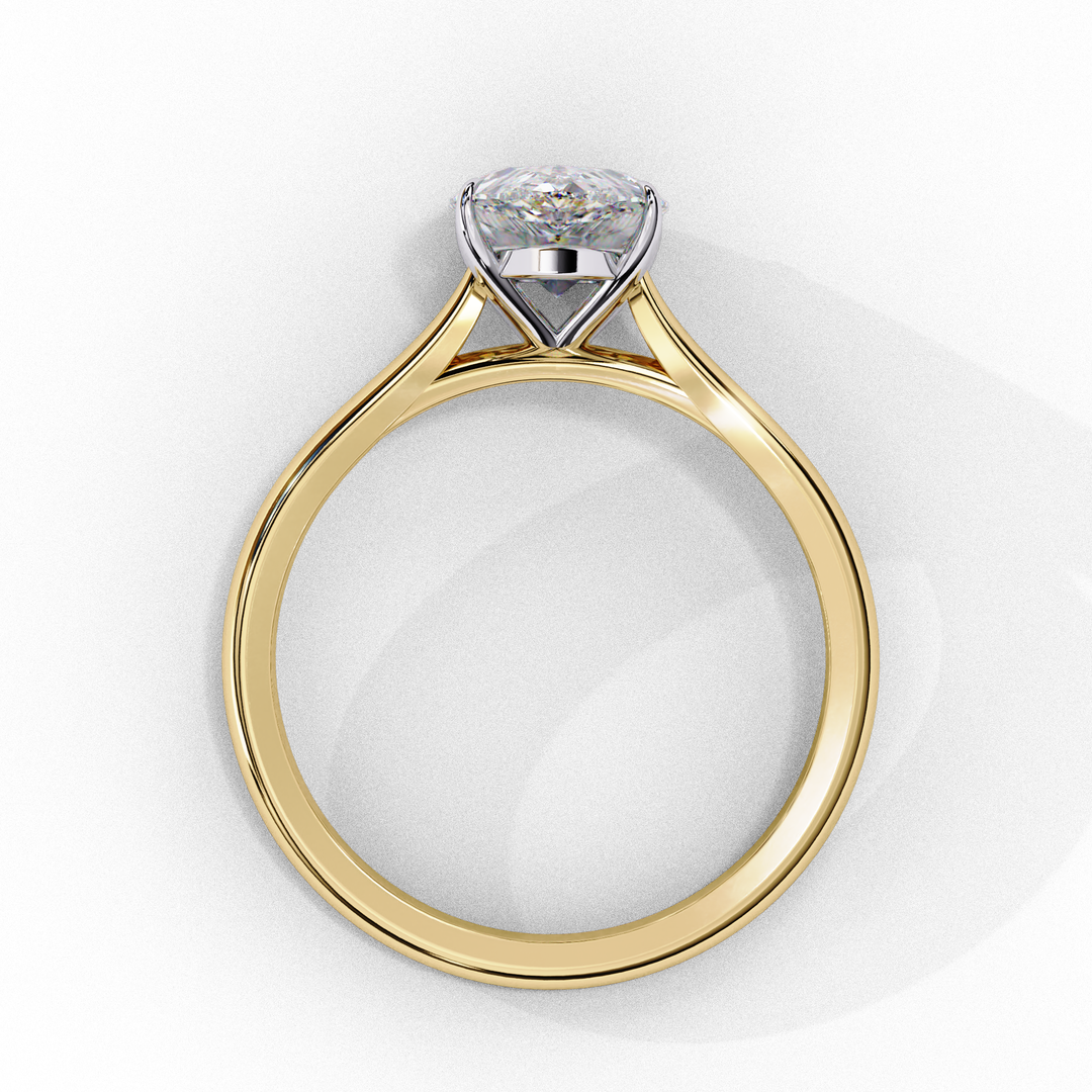 Solitaire Pear Cut Moissanite Engagement Ring