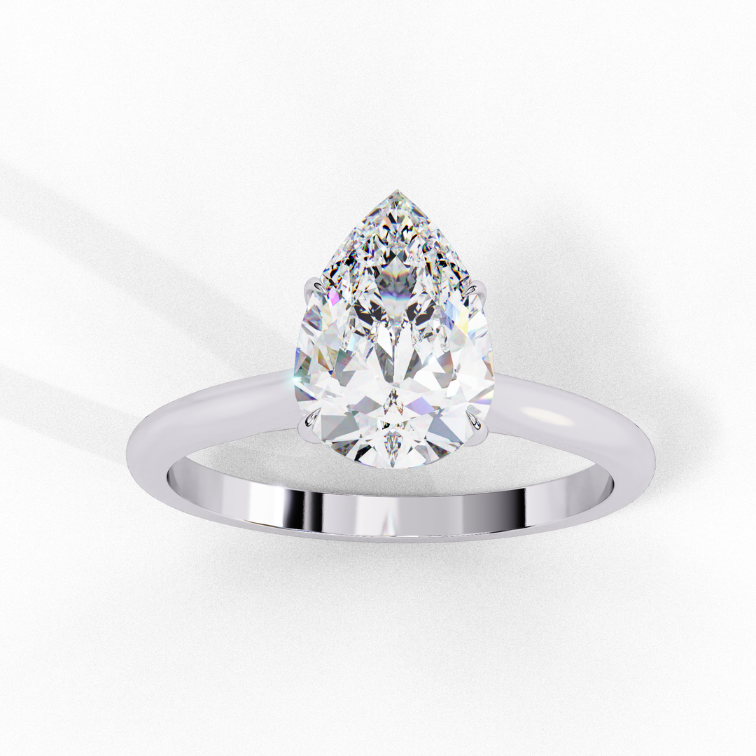 Solitaire Pear Cut Moissanite Engagement Ring