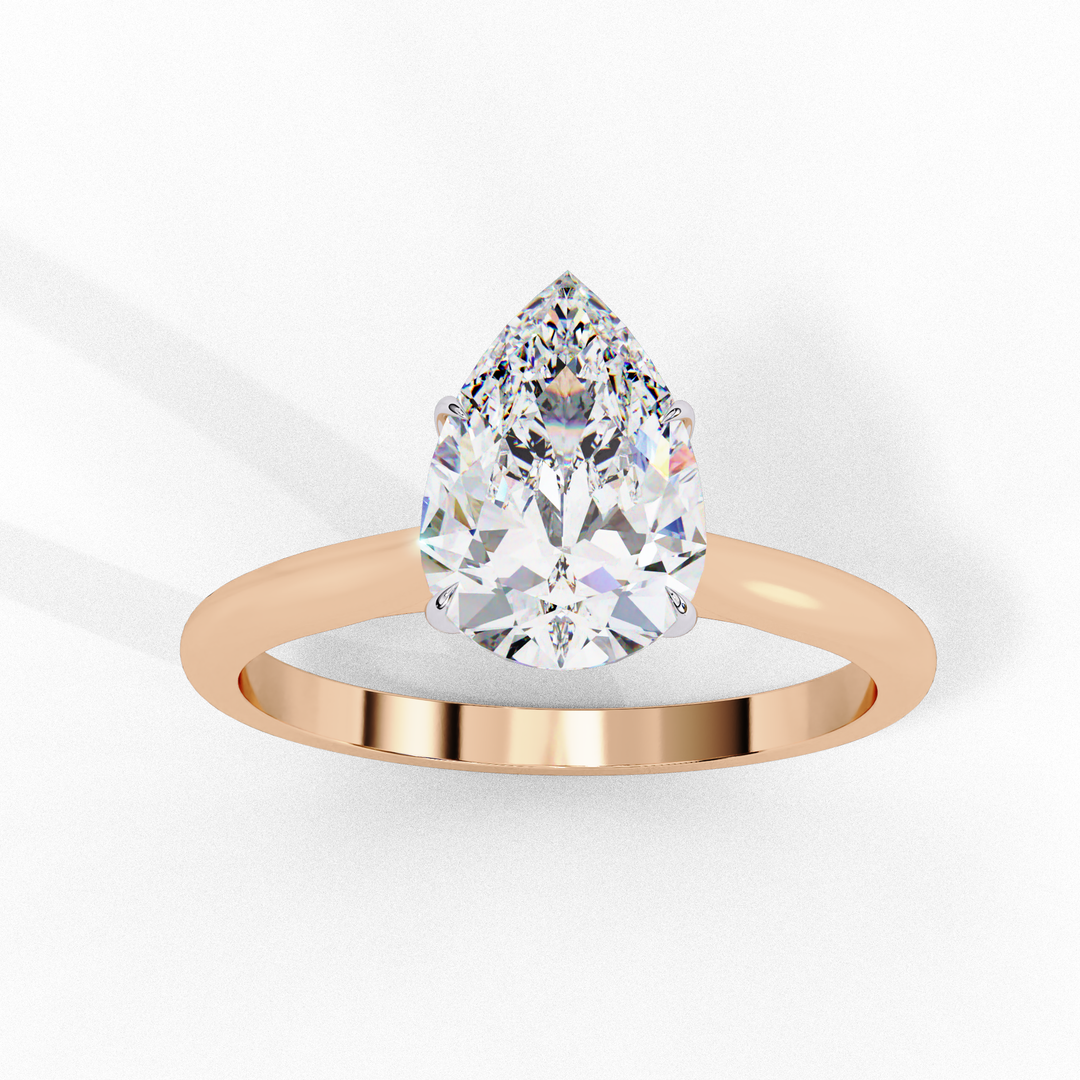 Solitaire Pear Cut Moissanite Engagement Ring