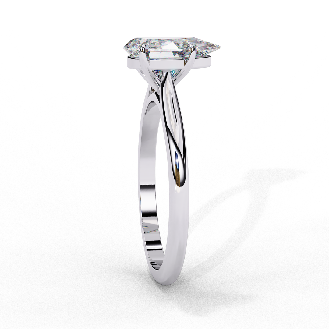 Solitaire Pear Cut Moissanite Engagement Ring