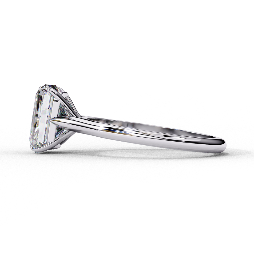 Solitaire Emerald Cut Moissanite Engagement Ring