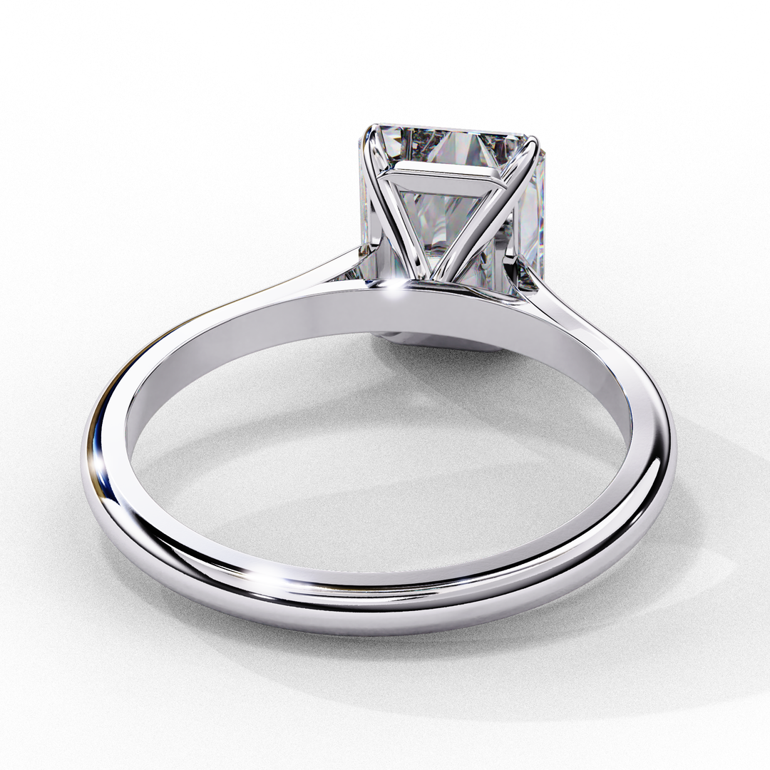 Solitaire Emerald Cut Moissanite Engagement Ring