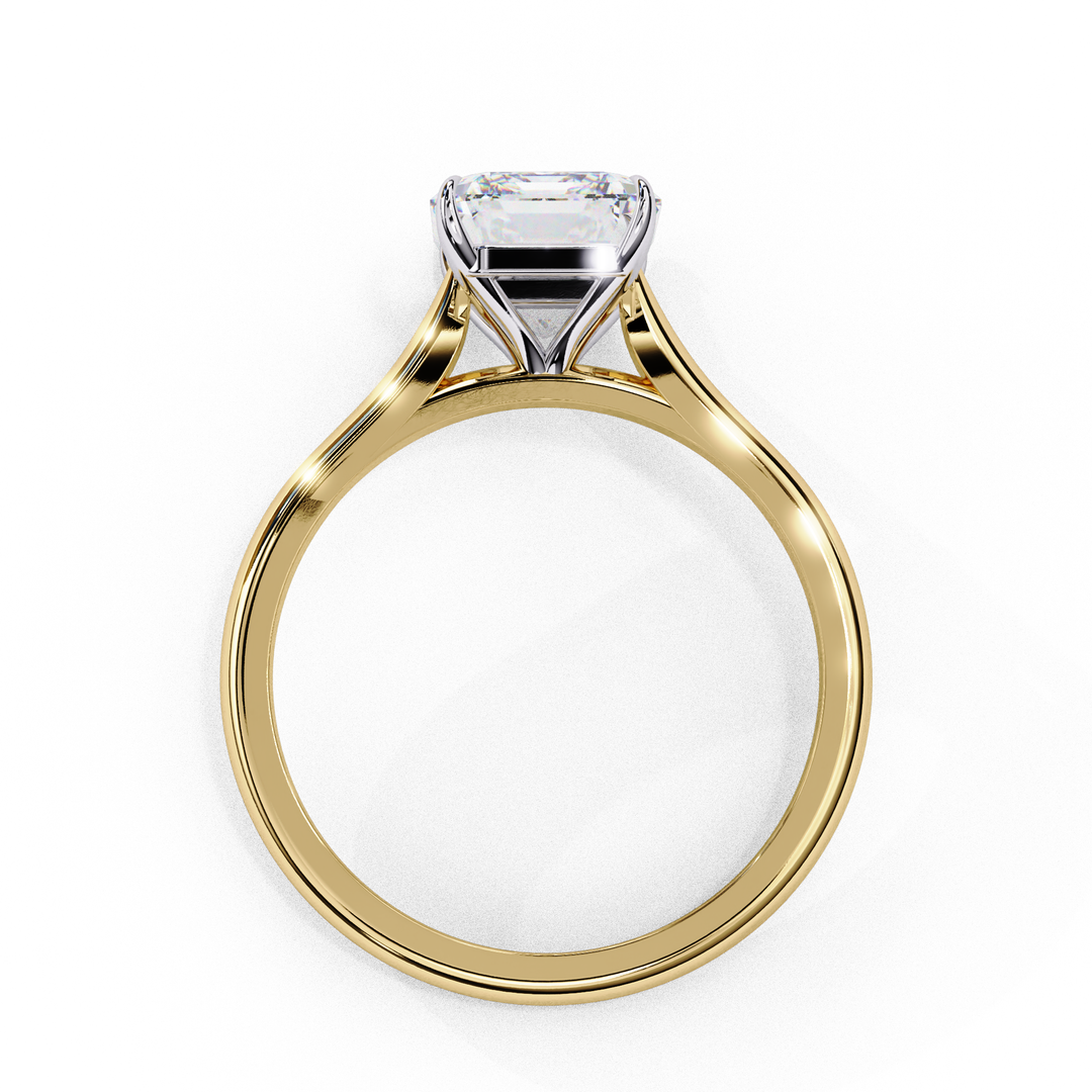 Solitaire Emerald Cut Moissanite Engagement Ring