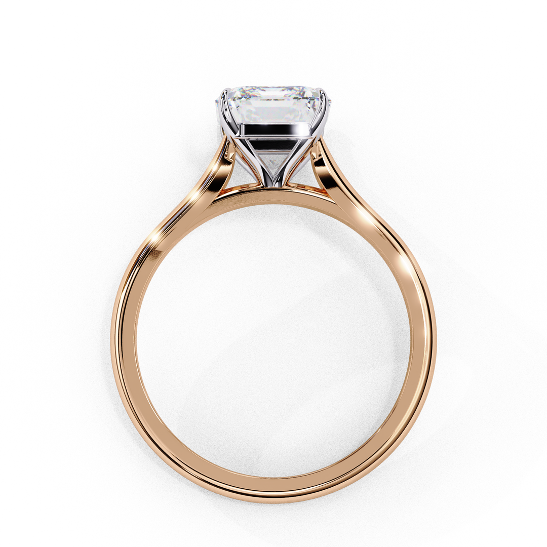 Solitaire Emerald Cut Moissanite Engagement Ring