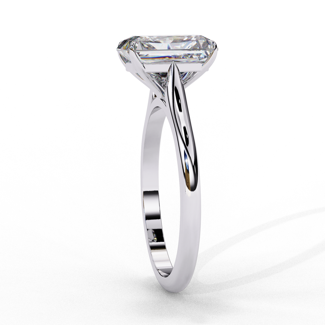 Solitaire Emerald Cut Moissanite Engagement Ring