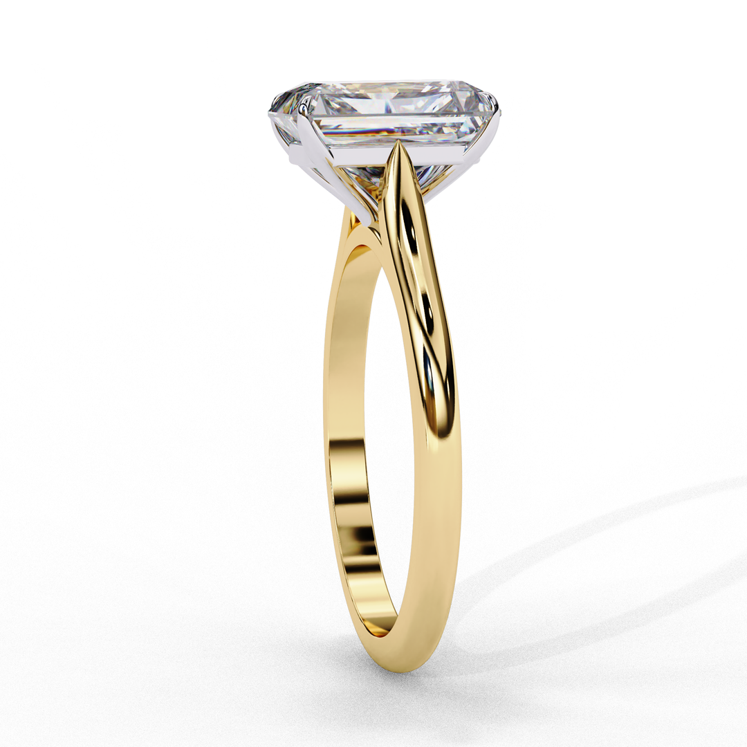 Solitaire Emerald Cut Moissanite Engagement Ring
