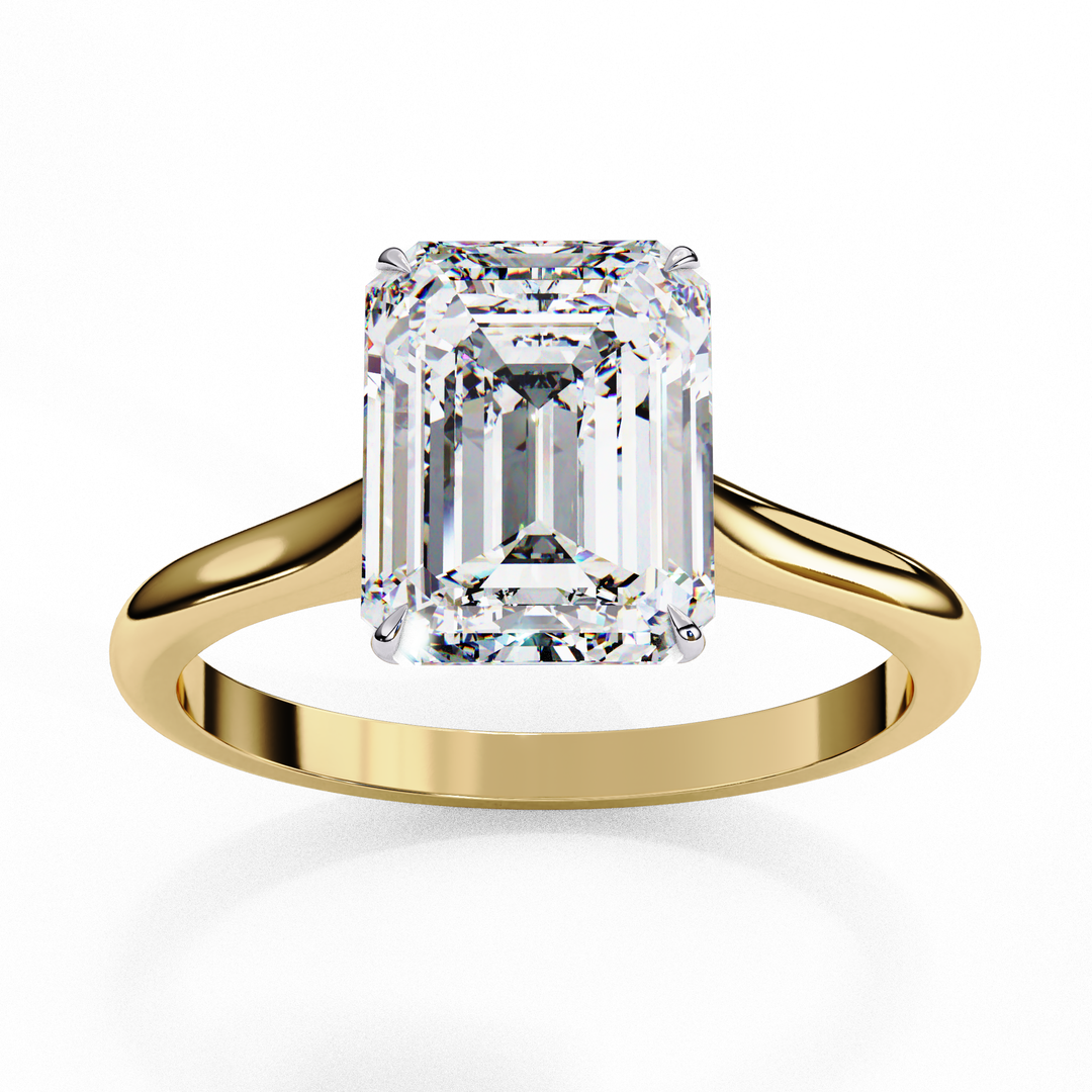 Solitaire Emerald Cut Moissanite Engagement Ring