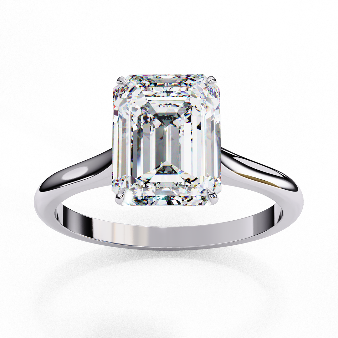 Solitaire Emerald Cut Moissanite Engagement Ring