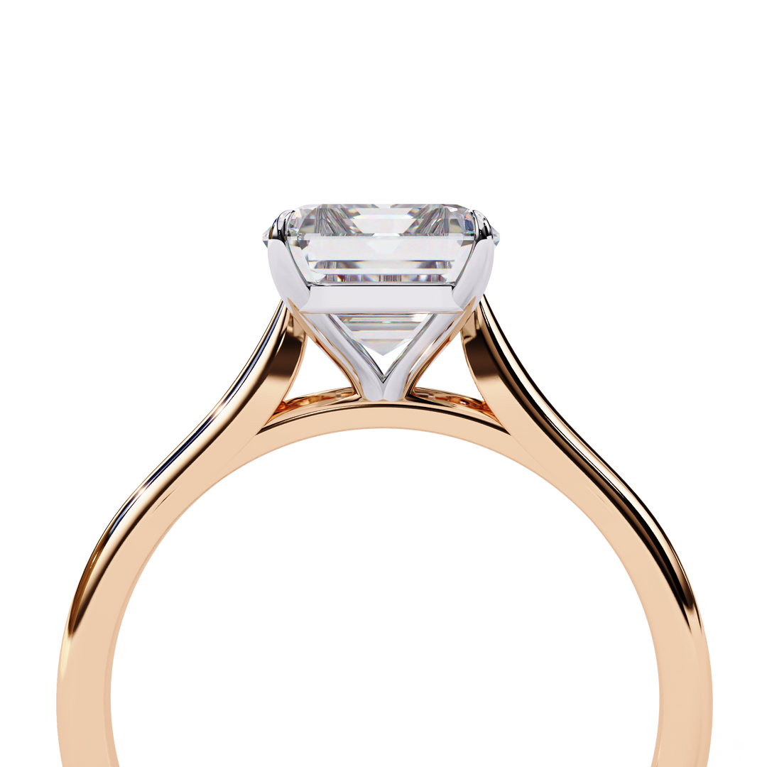 Solitaire Emerald Cut Moissanite Engagement Ring