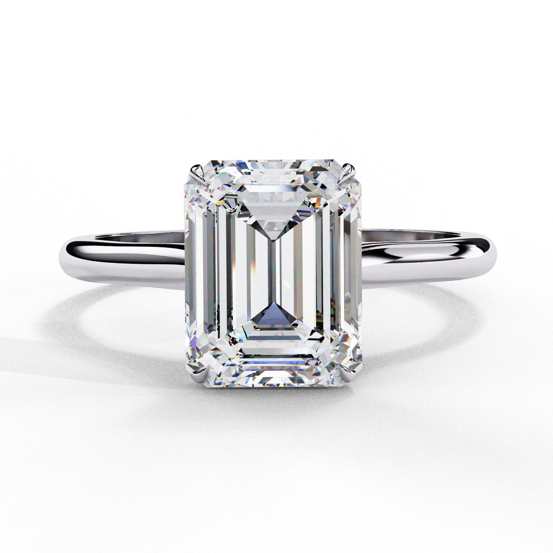 Solitaire Emerald Cut Moissanite Engagement Ring