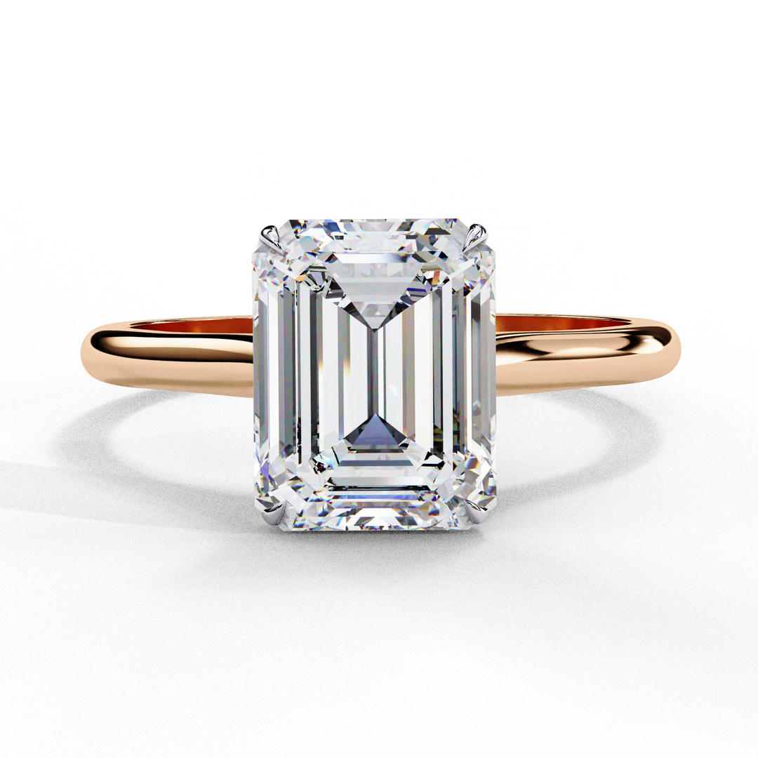 Solitaire Emerald Cut Moissanite Engagement Ring
