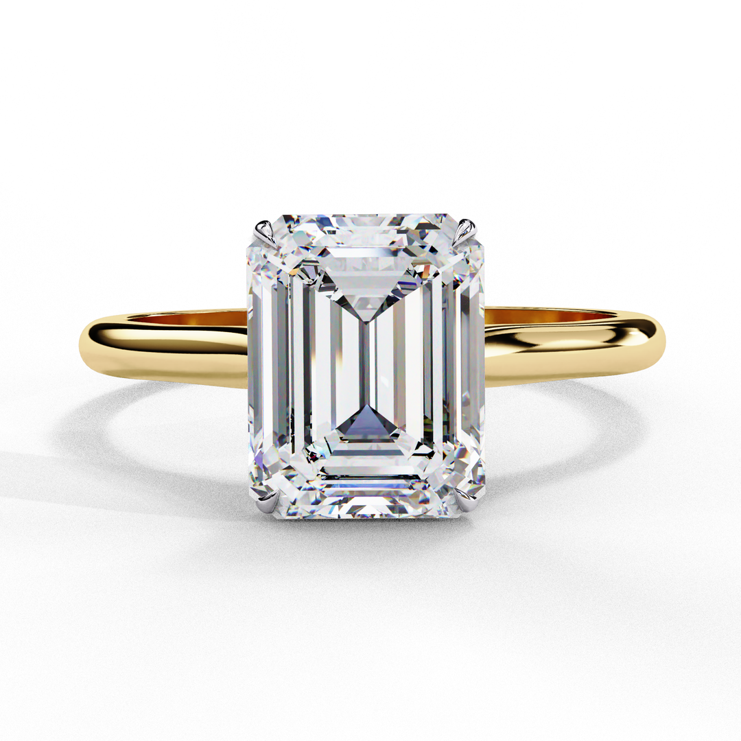 Solitaire Emerald Cut Moissanite Engagement Ring