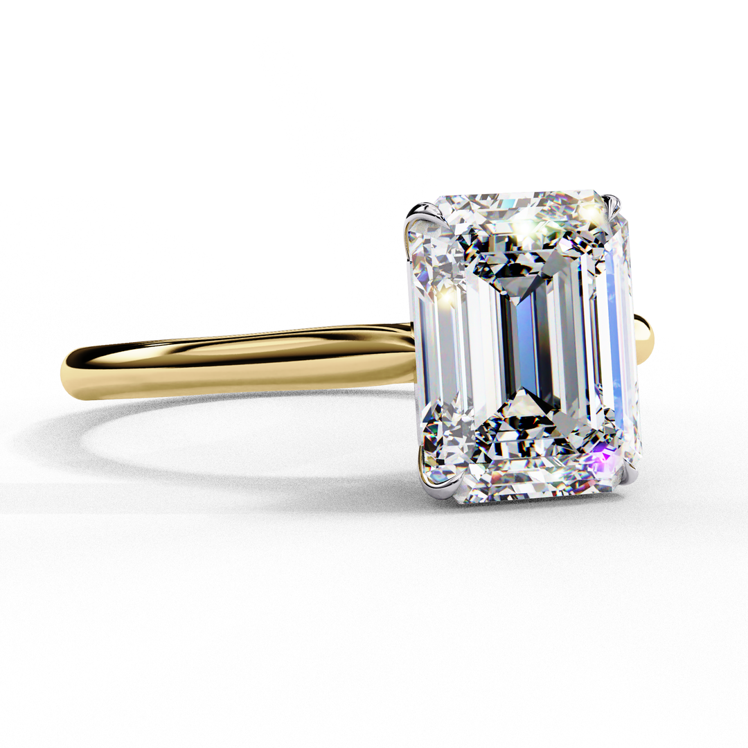 Solitaire Emerald Cut Moissanite Engagement Ring
