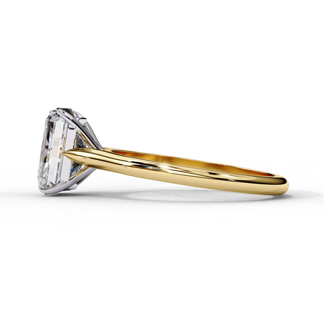 Solitaire Emerald Cut Moissanite Engagement Ring