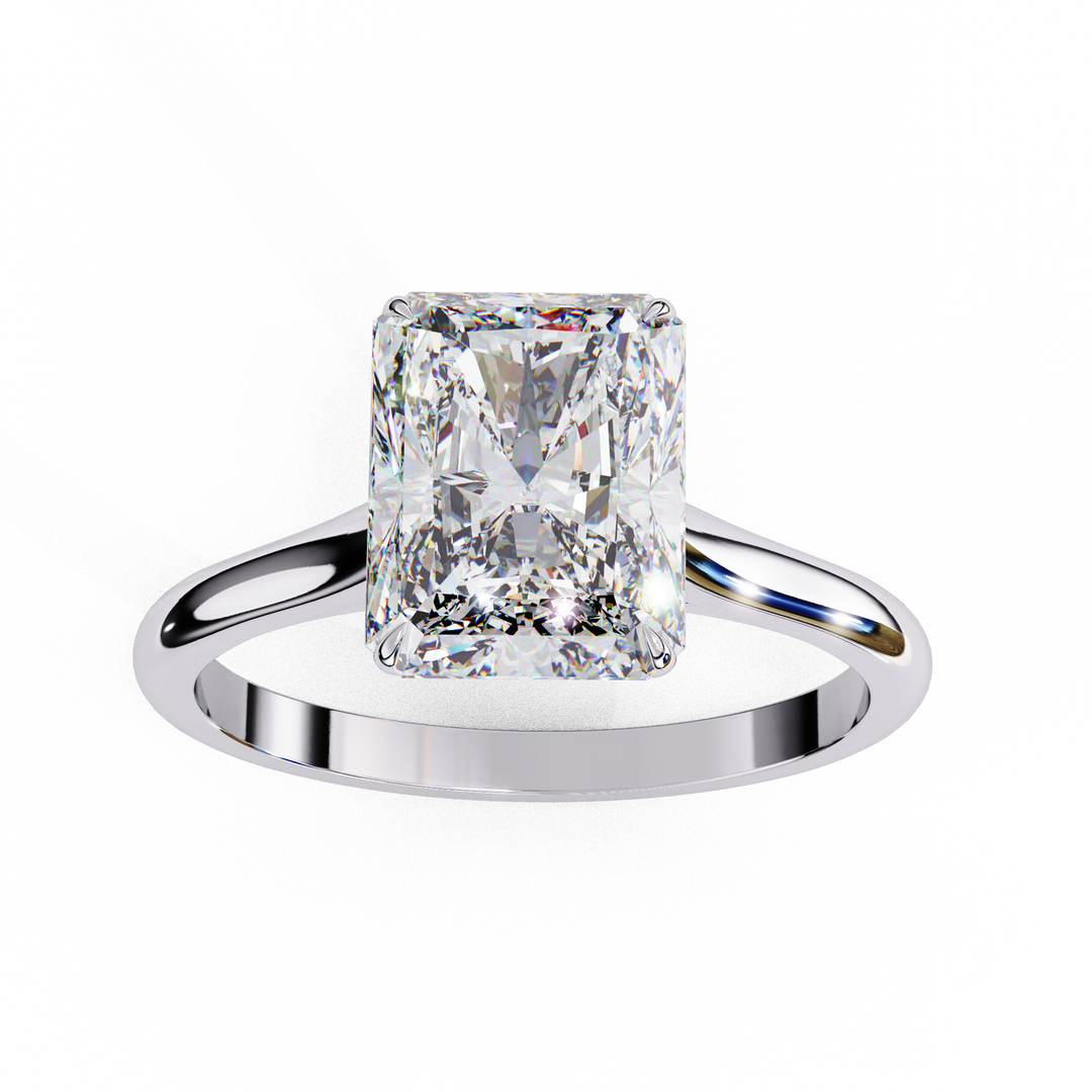 Solitaire Radiant Cut Moissanite Engagement Ring