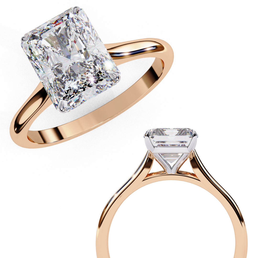 Solitaire Radiant Cut Moissanite Engagement Ring