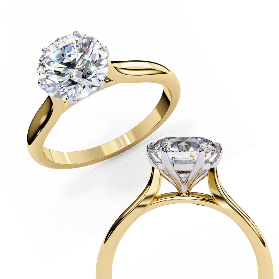 Solitaire Round Cut Lab Grown Diamond Engagement Ring
